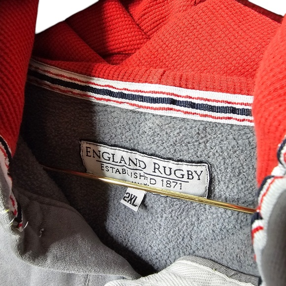 England Rugby Gray Hoodie Sweatshirt - Men’s - Fan Apparel - Pullover - Picture 4 of 5